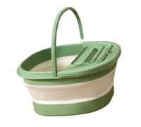 ZAWELIYO Foldable Thickened Foot Bath Tub with Massage Point for Home Apartment Dormitory, Plastic Foot Soak Tub for Washing, 39.5x34x19cm (Green White)