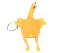 ZAWELIYO Funny Chicken Squeeze Toy Stress Relief Keychain, Soft Rubber Novelty Fidget Toy That Lays an Egg, Cute Cartoon Chicken Key Ring, Daily Decompression