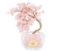 ZAWELIYO Lucky Tree Feng Shui Money Tree Sparkling Fortune Bonsai Home Decor for Wealth and Luck Suitable for Living Rooms or Offices (Pink)