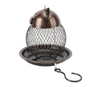 ZAWELIYO Metal Mesh Squirrel Proof Bird Feeder Automatic Dispensing for Garden Decor, Hanging Wild Bird Feeder for Outdoor Iron Cat Shaped, Iron 6.3x6.3x7.1in