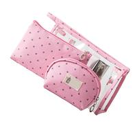 ZAWELIYO Transparent Clear PVC 3 Piece Cosmetic Bag Set Portable Makeup Pouch for Travel Toiletry, Versatile Storage Bags for Jewelry, Durable Oxford Cloth Zipper Organizers 9.4 X 5.9in, 7.9 X (Pink)