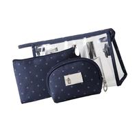 ZAWELIYO Transparent Clear PVC 3 Piece Cosmetic Bag Set Portable Makeup Pouch for Travel Toiletry, Versatile Storage Bags for Jewelry, Durable Oxford Cloth Zipper Organizers 9.4 X 5.9in, 7.9 X (Navy