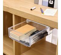 ZAWELIYO Under Desk Drawer Convenient Self Adhesive Space Saving Organizer for Office Supplies Documents for Office School Bedroom Plastic (Transparent White)