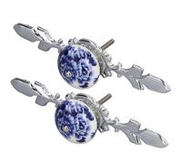 ZAWELIYO Vintage Ceramic Cabinet Knobs Durable Hand Painted Ceramic Handles for Drawer Cabinets TV Cabinets for Home Decor Made of Zinc Alloy + (1060D Peony Blue and White Porcelain-Large)