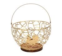 ZAWELIYO Wire Egg Basket Vintage Multifunctional Metal Egg Storage with Handle for Collecting Eggs and Vegetables, Sturdy 14.3oz Construction (Gold)