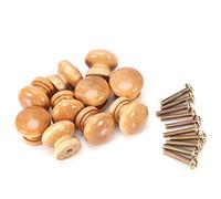 ZAWELIYO Wooden Furniture Pull Handle 10Pcs, S/M/L Round Cabinet Knobs for Drawer, Kitchen Cupboard Door Handles, Wood Drawer Pulls with Screws (Large Size 33MM)