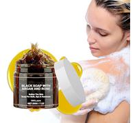 Zawina Morocco Black Soap, Black Soap With Argan And Rose,Zawina Morocco Body Scrub,Morocco Exfoliating Soap, African Black Soap Bar, Moroccan Black Soap with Organic Argan Oil,Soften Skin (1pcs)