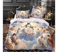 ZAWPPEUIO 3D Design Printed 3 Pcs Bedding Set Bed Decor Hidden Zipper Super Jesus Christ Quilt Cover Washable Wrinkle-Resistant for Youth,Kids,Women religious Painting Duvet Cover King（220x240cm）