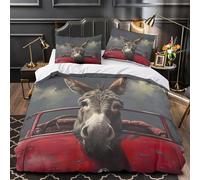 ZAWPPEUIO 3D Design Printed 3 Pcs Bedding Set Bed Decor Zipper Super Donkey in Car Comforter Cover Washable Machine Washable for Youth,Kids,Women vintage Quilt Cover King（220x240cm）