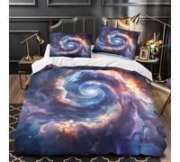 ZAWPPEUIO 3D Design Printed 3 Pcs Bedding Set Bed Decor Zipper Ultra Cosmic Swirl Comforter Cover Breathable Wrinkle-Resistant for Teens,Kids,Women Galactic Nebula Quilt Cover Double（200x200cm）