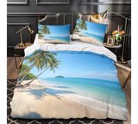 ZAWPPEUIO 3D Design Printed 3 Pcs Bedding Set Bed Decor Zipper Ultra Tropical Beach Comforter Cover Breathable Wrinkle-Resistant for Teens,Kids,Women sunny Island Getaway Quilt Cover King（220x240cm）