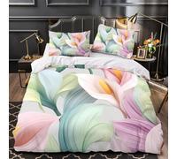 ZAWPPEUIO 3D Design Printed 3 Pcs Bedding Set Bedroom Decor Super Calla Lilies Comforter Cover Easy Care Machine Washable for Boys,Kids,Women Soft Pastel Floral Quilt Cover Single（135x200cm）