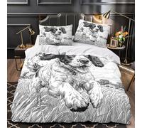 ZAWPPEUIO 3D Design Printed 3 Pcs Bedding Set Bedroom Decor Zipper Ultra Soft Springer Spaniel Duvet Cover Breathable Durable for Youth,Children,Girls Comforter Cover Single（140x200cm）