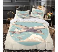 ZAWPPEUIO 3D Design Printed 3 Pcs Bedding Set Home Decor Extra Vintage Airplane Duvet Cover Washable Hypoallergenic for Teenagers,Youth,Boys retro Aviation Comforter Cover King（220x240cm）