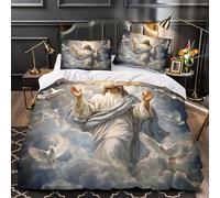 ZAWPPEUIO 3D Design Printed 3 Pcs Bedding Set Home Decor Hidden Zipper Ultra Jesus Christ Quilt Cover Breathable Anti-allergic for Adults,Kids,Teenagers religious Painting Duvet Cover King（220x240cm）