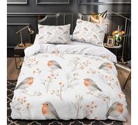 ZAWPPEUIO 3D Design Printed 3 Pcs Bedding Set Home Decor Hidden Zipper Ultra Robin Birds Comforter Cover Breathable Anti-allergic for Teens,Adults,Kids Watercolor Nature Quilt Cover Single（140x200cm）