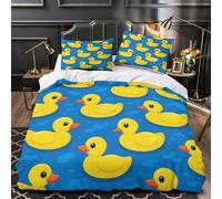 ZAWPPEUIO 3D Design Printed 3 Pcs Bedding Set Home Decor Zipper Closure Super Yellow Rubber Ducks Duvet Cover Breathable All Season for Children,Teenagers,Women Comforter Cover Single（140x200cm）