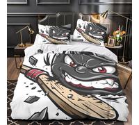 ZAWPPEUIO 3D Design Printed 3 Pcs Bedding Set Room Decor Ultra Angry Coon Mascot Comforter Cover Hypoallergenic All Season for Youth,Kids,Teens sports Team Quilt Cover Single（135x200cm）