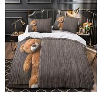 ZAWPPEUIO 3D Design Printed 3 Pcs Bedding Set Room Decor Zipper Closure Ultra Cute Teddy Bear Quilt Cover Hypoallergenic Easy Care for Youth,Kids,Adults childhood Playful Duvet Cover King（220x240cm）