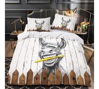 ZAWPPEUIO 3D Design Printed 3-Piece Bedding Set Bed Decor Design Funny Donkey Grin Quilt Cover Durable Machine Washable for Youth,Adults,Teens Coon Animal Humor Duvet Cover Super king（260x220cm）