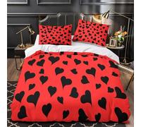 ZAWPPEUIO 3D Design Printed 3-Piece Bedding Set Bed Decor He Shapes Comforter Cover Hypoallergenic Machine Washable for Girls,Teens,Adults Black on Red Quilt Cover King（220x240cm）