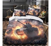 ZAWPPEUIO 3D Design Printed 3-Piece Bedding Set Bed Decor Super BattleTankAction Quilt Cover Durable Wrinkle-Resistant for Adults,Kids,Teenagers MilitaryWarfare Duvet Cover Super king（260x220cm）