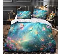 ZAWPPEUIO 3D Design Printed 3-Piece Bedding Set Bed Decor Zipper Closure Design Enchanted Fairies Comforter Cover Washable All Season for Teens,Adults,Kids Quilt Cover Super king（260x220cm）