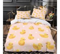 ZAWPPEUIO 3D Design Printed 3-Piece Bedding Set Bedroom Decor Hidden Zipper Ultra Rubber Ducks Comforter Cover Durable Hotel Quality for Teens,Kids,Women Coon Playful Quilt Cover Single（135x200cm）