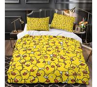 ZAWPPEUIO 3D Design Printed 3-Piece Bedding Set Bedroom Decor Super Yellow Rubber Ducks Comforter Cover Durable Machine Washable for Teens,Women,Boys coon Playful Quilt Cover Super king（260x220cm）