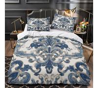 ZAWPPEUIO 3D Design Printed 3-Piece Bedding Set Home Decor Design BlueOrnate Duvet Cover Washable Hotel Quality for Teenagers,Girls,Adults BaroqueDecorative Comforter Cover Double（200x200cm）