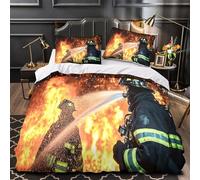 ZAWPPEUIO 3D Design Printed 3-Piece Bedding Set Home Decor Firefighter Action Quilt Cover Hypoallergenic Wrinkle-Resistant for Adults,Girls,Children emergency Rescue Duvet Cover Super king（260x220cm）