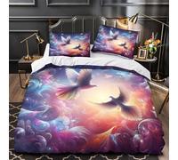 ZAWPPEUIO 3D Design Printed 3-Piece Bedding Set Home Decor Hidden Zipper Extra Peaceful Doves Duvet Cover Washable Anti-allergic for Adults,Women,Boys Fantasy Comforter Cover Single（140x200cm）