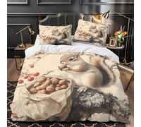 ZAWPPEUIO 3D Design Printed 3-Piece Bedding Set Home Decor Hidden Zipper Extra Soft Squirrel Eating Nut Duvet Cover Washable Anti-allergic for Adults,Women,Boys Comforter Cover Super king（260x220cm）