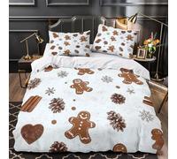 ZAWPPEUIO 3D Design Printed 3-Piece Bedding Set Room Decor Gingerbread Men Comforter Cover Hypoallergenic All Season for Adults,Kids,Teens holiday Quilt Cover Super king（260x220cm）