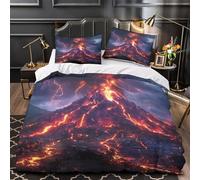 ZAWPPEUIO 3D Design Printed 3-Piece Bedding Set Room Decor Super Volcano Eruption Comforter Cover Durable Easy Care for Girls,Women,Adults dramatic Fantasy Duvet Cover Double（200x200cm）