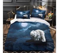 ZAWPPEUIO 3D Design Printed 3-Piece Bedding Set Room Decor Zipper Closure Super Soft Polar Bear Moonlit Comforter Cover Durable Easy Care for Girls,Women,Adults Duvet Cover Super king（260x220cm）