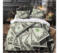 ZAWPPEUIO 3D Design Printed 3-Piece Bedding Set Room Decor Zipper Closure Super Soft US Dollar Bills Comforter Cover Durable Easy Care for Girls,Women,Adults cash Stack Duvet Cover King（220x240cm）