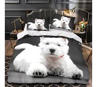ZAWPPEUIO 3D Design Printed 3-Piece Bedding Set Room Decor Zipper Ultra Soft Cute White Puppy Quilt Cover Breathable Durable for Teens,Kids,Youth Studio Portrait Duvet Cover Double（200x200cm）