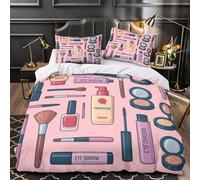 ZAWPPEUIO 3D Design Printed 3-Piece Bedding Set Room Decor Zipper Ultra Soft Makeup Tools Quilt Cover Breathable Durable for Teens,Kids,Youth illustrated Beauty Set Duvet Cover Super king（260x220cm）