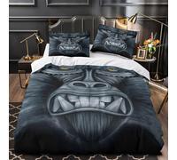 ZAWPPEUIO 3D Design Printed 3 Pieces Bedding Set Angry Gorilla Face Comforter Cover Home Decor Zipper Extra Soft Easy Care Washable for Boys,Girls,Teens digital Quilt Cover Double（200x200cm）