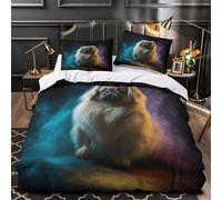 ZAWPPEUIO 3D Design Printed 3 Pieces Bedding Set Bed Decor Design Fluffy Dog Portrait Comforter Cover Washable Hypoallergenic for Boys,Girls,Adults studio Pet Quilt Cover Double（200x200cm）