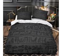 ZAWPPEUIO 3D Design Printed 3 Pieces Bedding Set Bed Decor Super Ancient Hieroglyphs Quilt Cover Hypoallergenic All Season for Adults,Boys,Children Egyptian Script Duvet Cover Single（135x200cm）