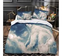 ZAWPPEUIO 3D Design Printed 3 Pieces Bedding Set Bed Decor Super Polar Bear Soaring Quilt Cover Durable Anti-allergic for Kids,Adults,Women fantasy Cloudscape Duvet Cover Single（135x200cm）