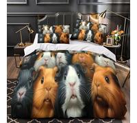ZAWPPEUIO 3D Design Printed 3 Pieces Bedding Set Bed Decor Zipper Closure Super Guinea Pigs Group Quilt Cover Durable Anti-allergic for Kids,Adults,Women Cute Animal Duvet Cover Single（140x200cm）