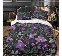 ZAWPPEUIO 3D Design Printed 3 Pieces Bedding Set Bed Decor Zipper Closure Super PurpleFlowers Quilt Cover Durable Anti-allergic for Kids,Adults,Women Botanical Duvet Cover King（220x240cm）