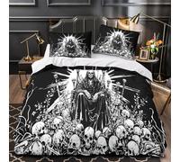 ZAWPPEUIO 3D Design Printed 3 Pieces Bedding Set Bed Decor Zipper Super Soft Death Figure Comforter Cover Washable Machine Washable for Youth,Kids,Women Gothic Horror Quilt Cover Single（140x200cm）