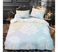 ZAWPPEUIO 3D Design Printed 3 Pieces Bedding Set Bed Decor Zipper Super Soft Lotus Flower Comforter Cover Washable Machine Washable for Youth,Kids,Women Minimalist Floral Quilt Cover King（220x240cm）