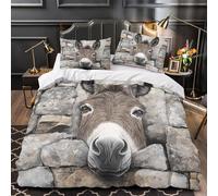 ZAWPPEUIO 3D Design Printed 3 Pieces Bedding Set Bedroom Decor Design Extra Donkey Face Closeup Comforter Cover Easy Care Machine Washable for Teens,Youth,Boys Quilt Cover Super king（260x220cm）