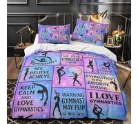 ZAWPPEUIO 3D Design Printed 3 Pieces Bedding Set Bedroom Decor Hidden Zipper Ultra Gymnastics Quotes Comforter Cover Breathable All Season for Girls,Kids,Adults Quilt Cover King（220x240cm）