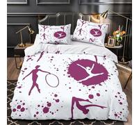 ZAWPPEUIO 3D Design Printed 3 Pieces Bedding Set Bedroom Decor Hidden Zipper Ultra Soft Gymnastics Comforter Cover Breathable All Season for Girls,Kids,Adults Silhouette Quilt Cover Single（135x200cm）